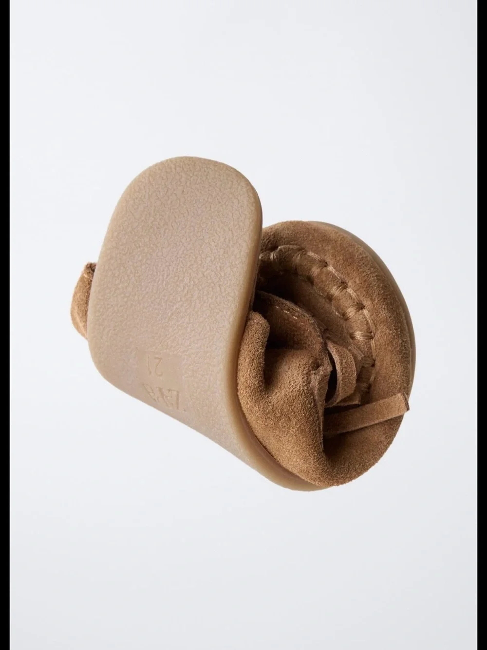 ZARA Kids Tan Suede Moccasin Shoes with Fringe & Bow